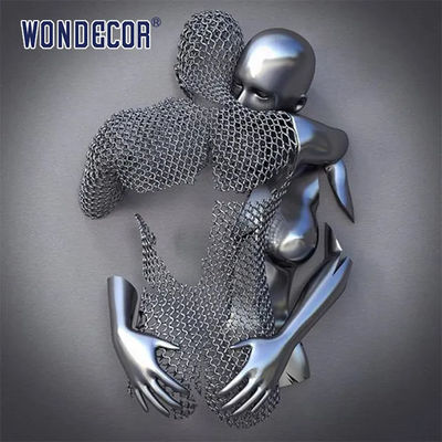 Love Concept Metal Wall Art Sculpture hug shape For Interor Decor