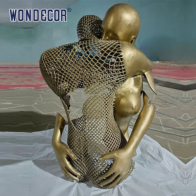 Love Concept Metal Wall Art Sculpture hug shape For Interor Decor