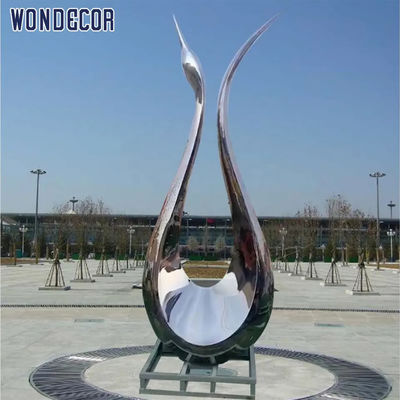Abstract Swan Stainless Steel Outdoor Sculpture 180cm Garden Decoration