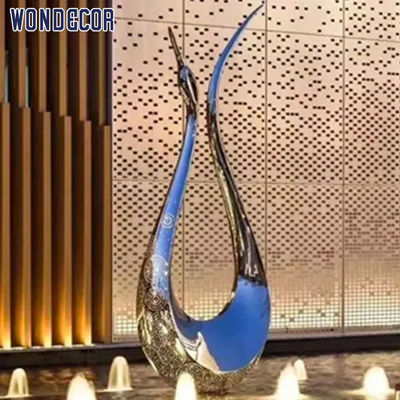 Abstract Swan Stainless Steel Outdoor Sculpture 180cm Garden Decoration