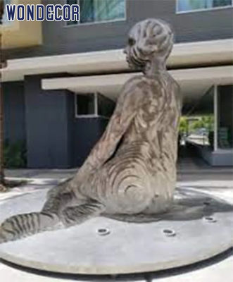 Outdoor Stainless Steel Garden Sculptures  165cm Sitting Women Shape
