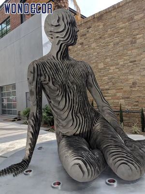 Outdoor Stainless Steel Garden Sculptures  165cm Sitting Women Shape