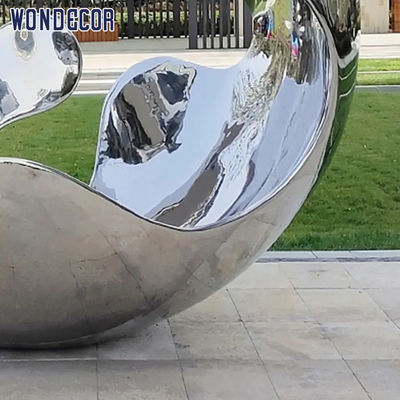 Large Outdoor Garden Mirror Polished Forged Metal Sculpture Hollow Sphere