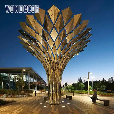 Geometric Mirror Metal Garden Statues Outdoor Stainless Steel