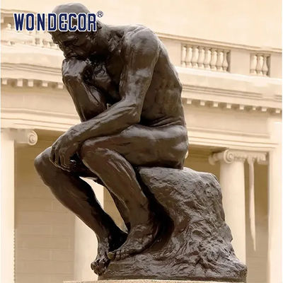 Outdoor garden decoration, life-size art casting, thinker bronze carving