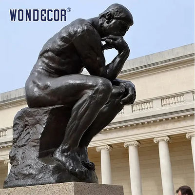 Outdoor garden decoration, life-size art casting, thinker bronze carving