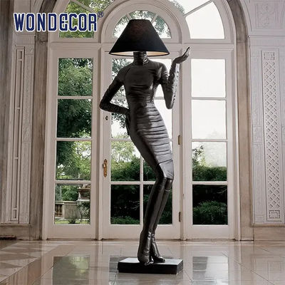 Custom House Indoor Decorative Metal Art Bronze Lady Lamp Sculpture