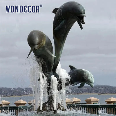 Bronze Water Fountain Sculpture Live Sized Dolphin Statue Fountain