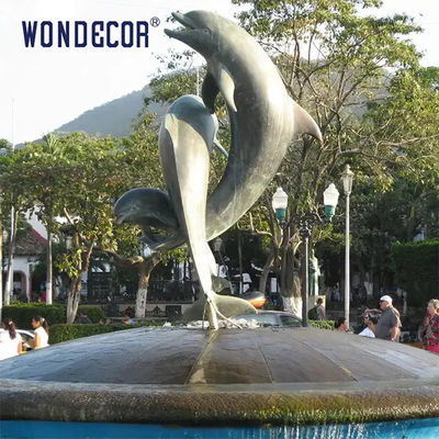 Bronze Water Fountain Sculpture Live Sized Dolphin Statue Fountain
