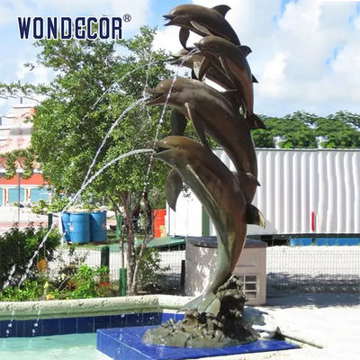 Bronze Water Fountain Sculpture Live Sized Dolphin Statue Fountain