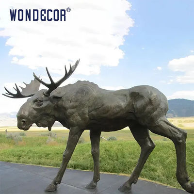 Garden Art Crafts Custom Bronze Sculpture Moose Shape For Parks Decoration