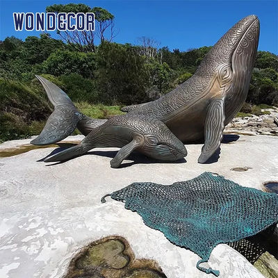 Outdoor square decoration large metal animal bronze whale sculpture