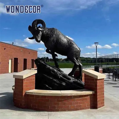 Metal animal decoration for outdoor zoos, life-size brass sculptures of plate goats