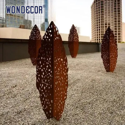 3D 2D Corten Steel Sculpture Modern Metal Leaf Garden Sculpture