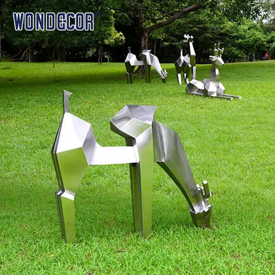 Geometric Polyhedral Deer Forged Metal Sculpture 120cm For Outdoor Decoration