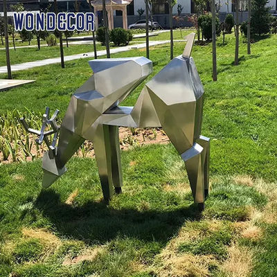 Geometric Polyhedral Deer Forged Metal Sculpture 120cm For Outdoor Decoration