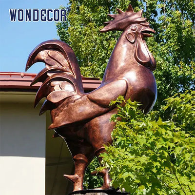 Live size outdoor garden metal animal decoration bronze rooster statue