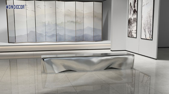 Indoor Hotel Lounge 120cm Large Stainless Steel Bench Metal Home Decoration