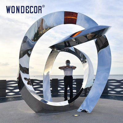 Weather Resistance Stainless Steel Abstract Sculpture Circular Triangular Tube Geometry