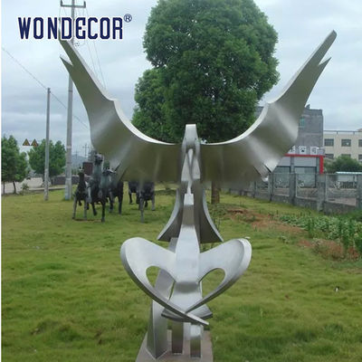 Geometry Mirror Stainless Steel Sculpture Peace Dove And Young Bird
