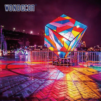 Hollow Cube Polished Steel Sculpture For Outdoor