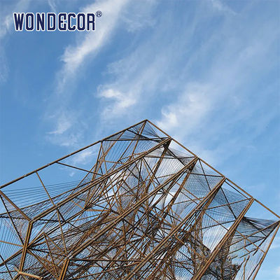 Hollow Cube Polished Steel Sculpture For Outdoor