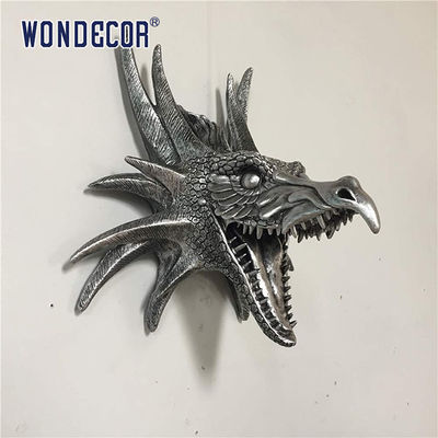 Fierce Dragon Head 3D Stainless Steel Modern Sculpture Small Wall Decoration