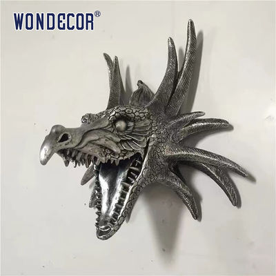 Fierce Dragon Head 3D Stainless Steel Modern Sculpture Small Wall Decoration
