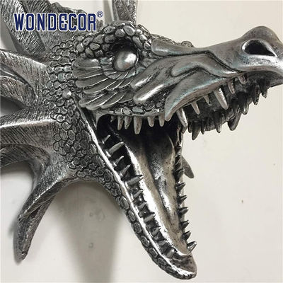 Fierce Dragon Head 3D Stainless Steel Modern Sculpture Small Wall Decoration