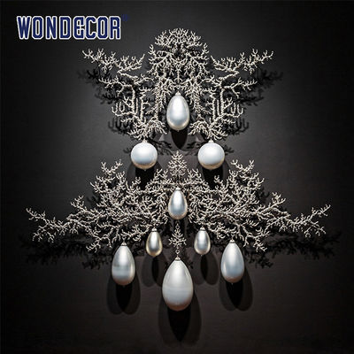 Weather Resistance Contemporary Metal Wall Sculptures Art Coral Pearl
