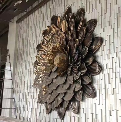 3D Large Metal Wall Sculpture Indoor Flower Decoration Copper