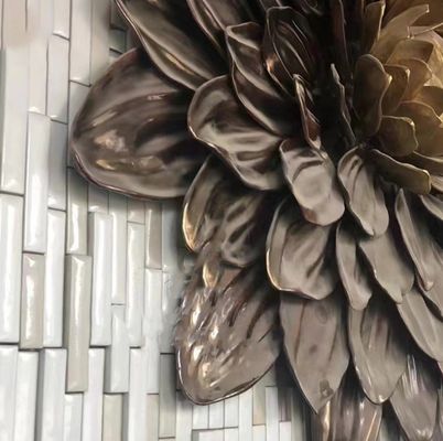 3D Large Metal Wall Sculpture Indoor Flower Decoration Copper