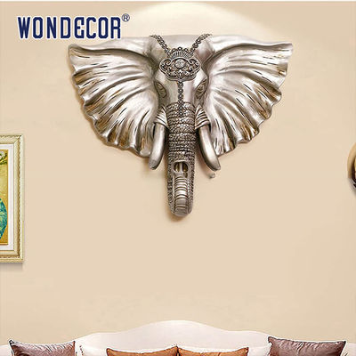 Elephant Head Decoration Metal Wall Art Sculpture Stainless Steel Modern