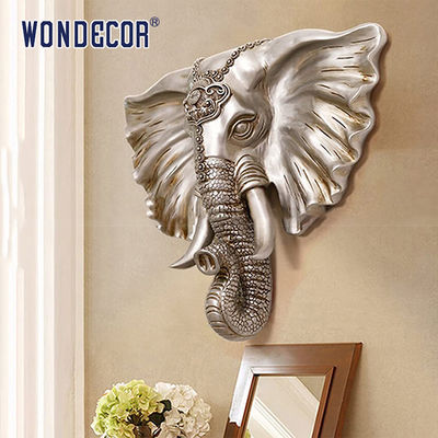 Elephant Head Decoration Metal Wall Art Sculpture Stainless Steel Modern