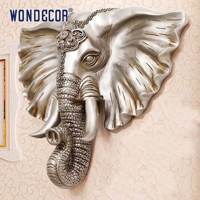 Elephant Head Decoration Metal Wall Art Sculpture Stainless Steel Modern