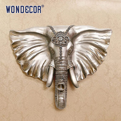 Elephant Head Decoration Metal Wall Art Sculpture Stainless Steel Modern