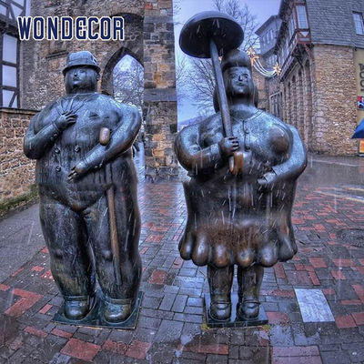 Casting Metal Art Fat Bronze Couple Sculpture Outdoor