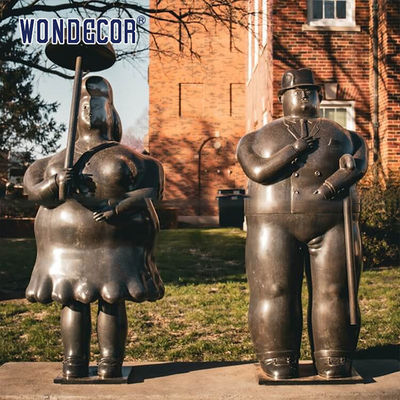 Casting Metal Art Fat Bronze Couple Sculpture Outdoor