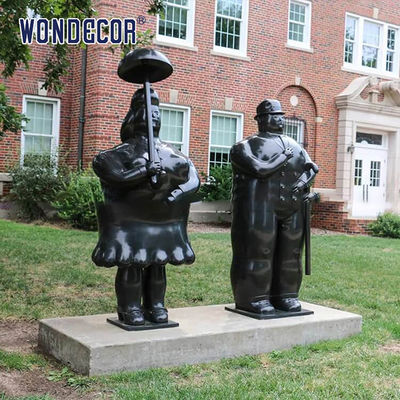 Casting Metal Art Fat Bronze Couple Sculpture Outdoor