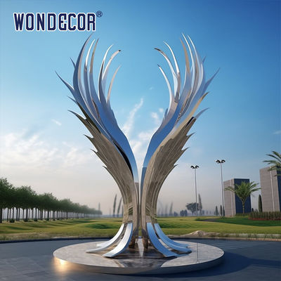 Large scale art angel wings stainless steel sculpture in the park