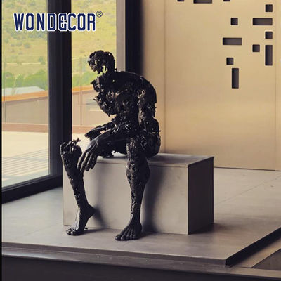 Outdoor Garden Metal Art Decoration Abstract Sitting Man Bronze Sculpture