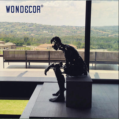 Outdoor Garden Metal Art Decoration Abstract Sitting Man Bronze Sculpture