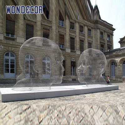Outdoor metal art abstract hollow wire mesh human head stainless steel sculpture