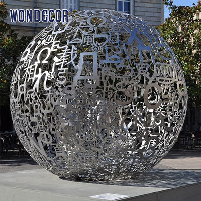 Outdoor large metal art letter hollow ball stainless steel sculpture