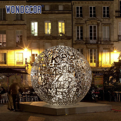 Outdoor large metal art letter hollow ball stainless steel sculpture