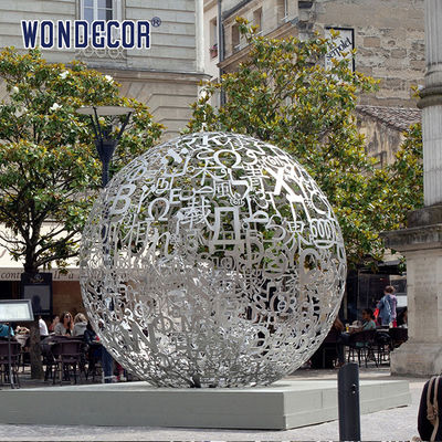 Outdoor large metal art letter hollow ball stainless steel sculpture