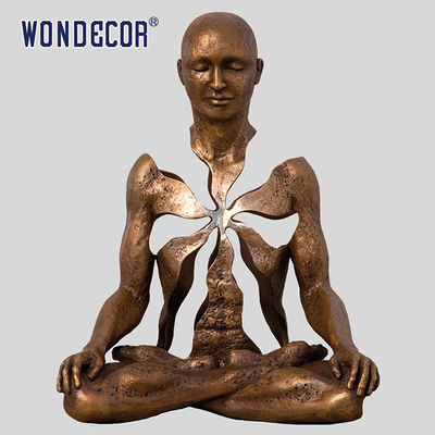 Large Sculpture With Cross Legged Hollow Buddha Statue And Copper Sculpture