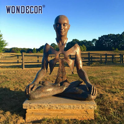 Large Sculpture With Cross Legged Hollow Buddha Statue And Copper Sculpture