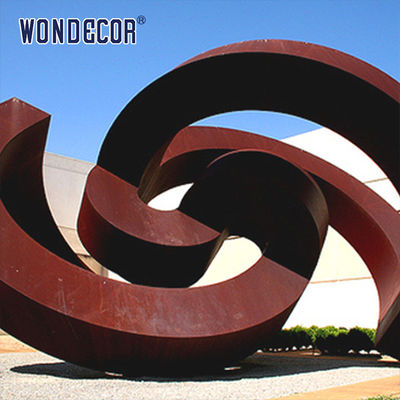 Modern large outdoor abstract geometric circular weather resistant steel sculpture