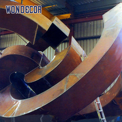 Modern large outdoor abstract geometric circular weather resistant steel sculpture